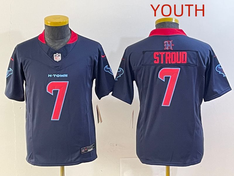 Youth Houston Texans #7 Stroud Blue Second generations 2025 Nike Limited NFL Jersey style 1->youth nfl jersey->Youth Jersey